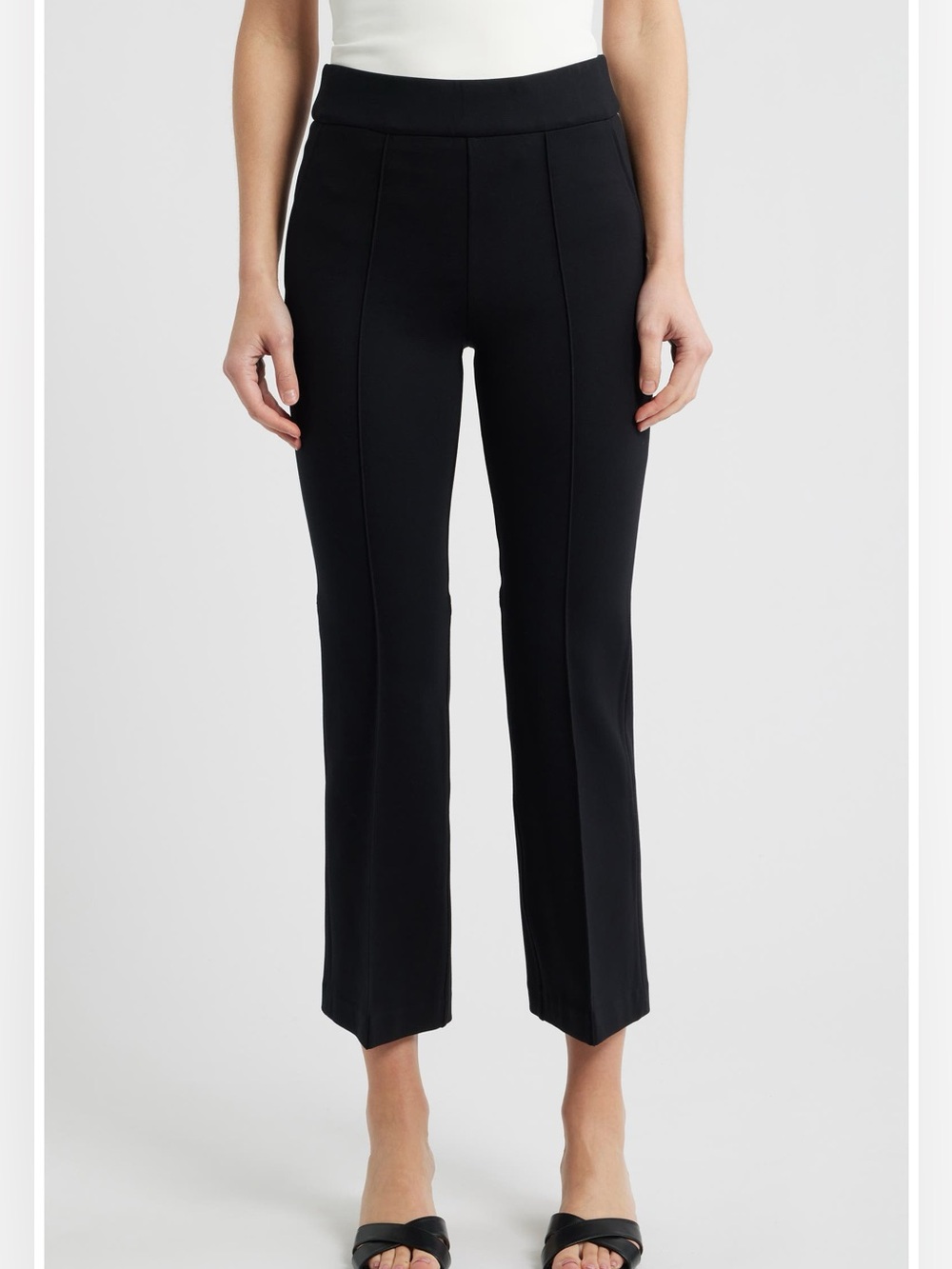 SPANX Black Ponte Pintuck Kick Flare Pants Pull-on Ankle Length Medium